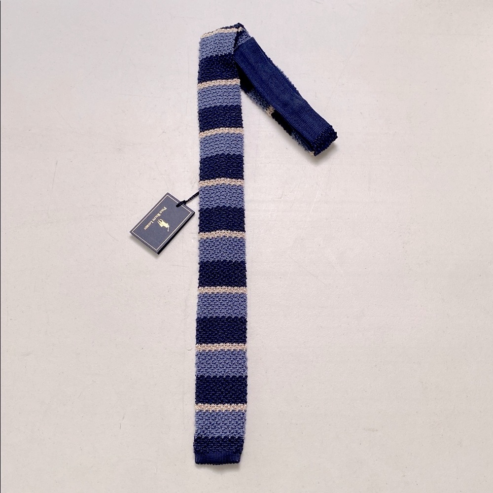Polo Ralph Lauren Men's Navy Striped Silk Knit Tie